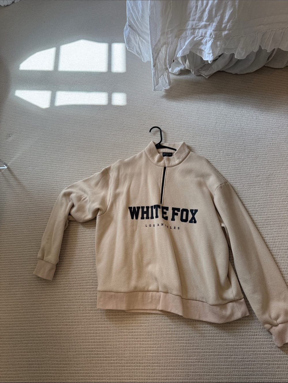 White Fox Boutique Cream Quarter-Zip Sweatshirt Jacket